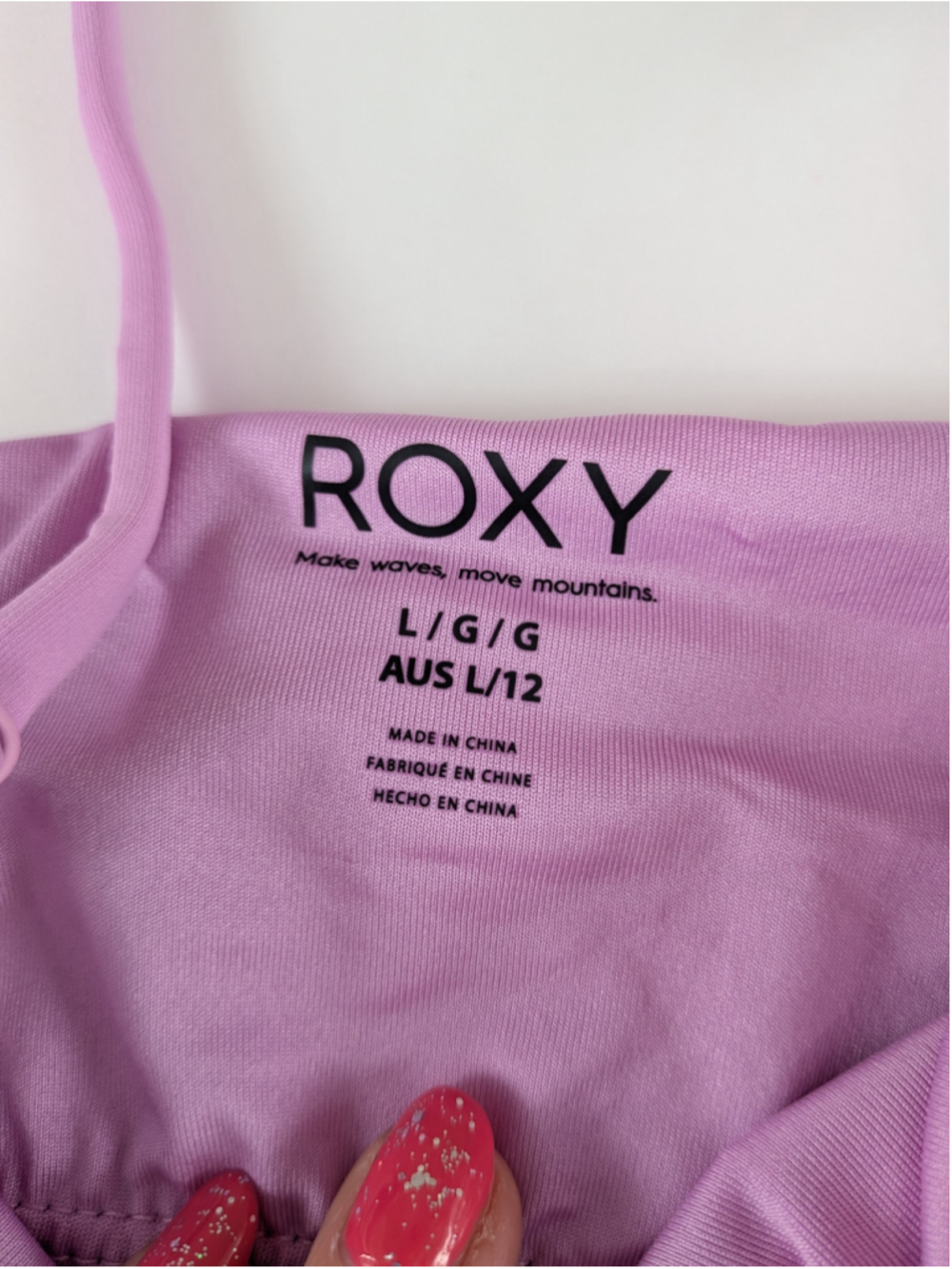 ROXY Purple Bandeau Adjustable Tankini Bikini Top Large - Picture 5 of 9